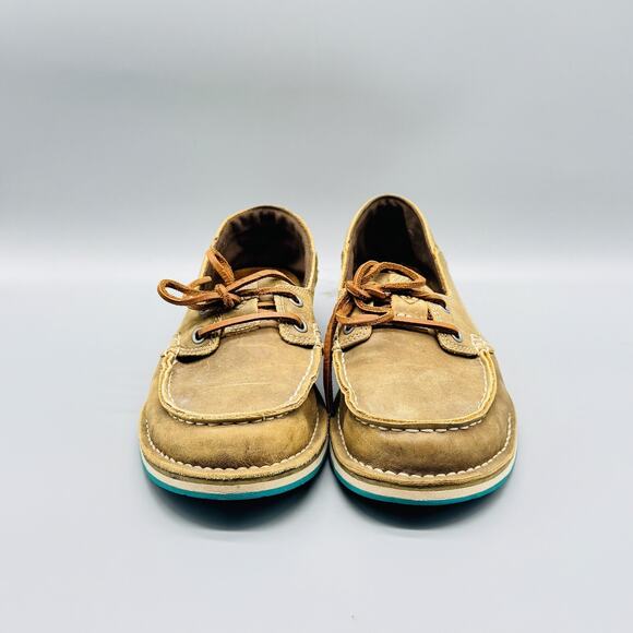 Ariat Shoes Womens 8 Brown Hilo Boat Cruiser Castaway Slip On Moc Toe Casual - Picture 3 of 12